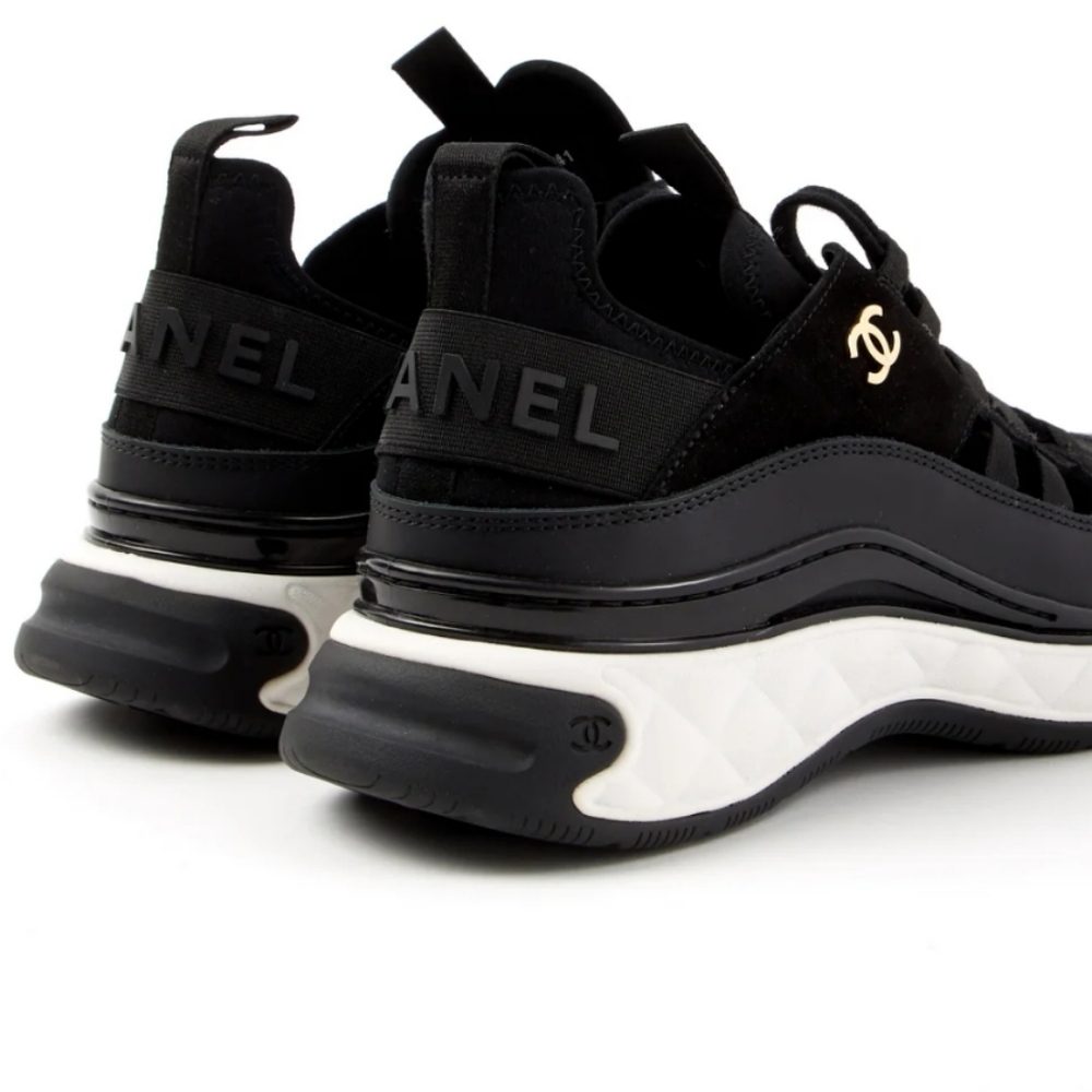 BNIB NWT AUTHENTIC CHANEL SUEDE VELVET Calfskin CC TRAINERS SNEAKERS Size 41 1/2 - Picture 9 of 17